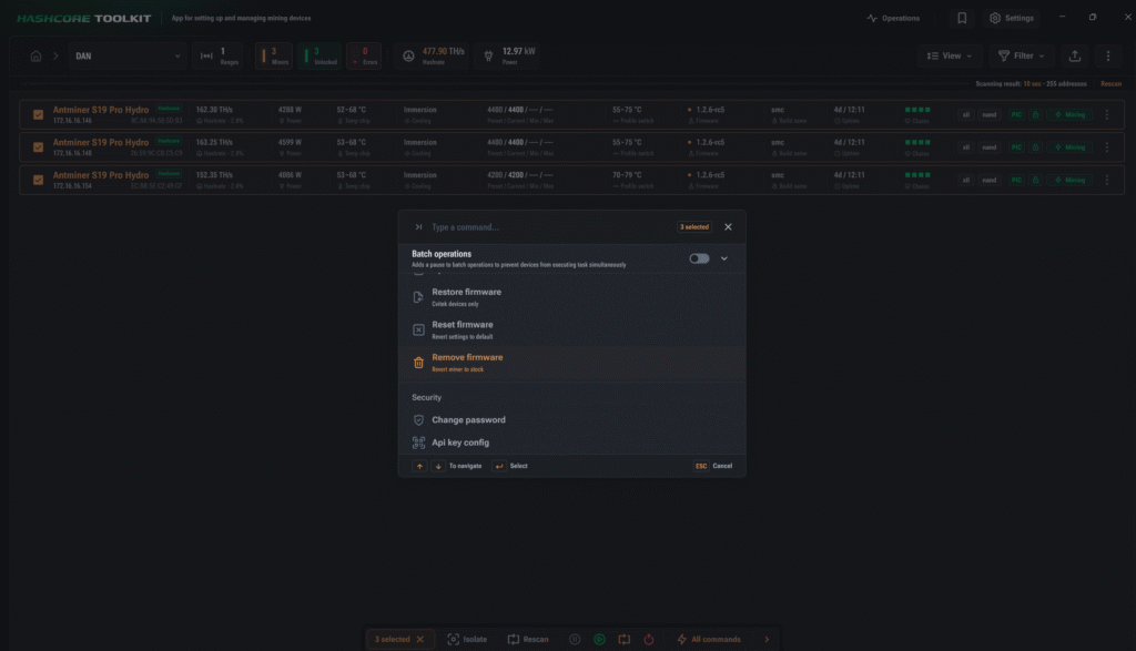 How to restore the stock firmware on the miner ? 6 Restore toolkit 1