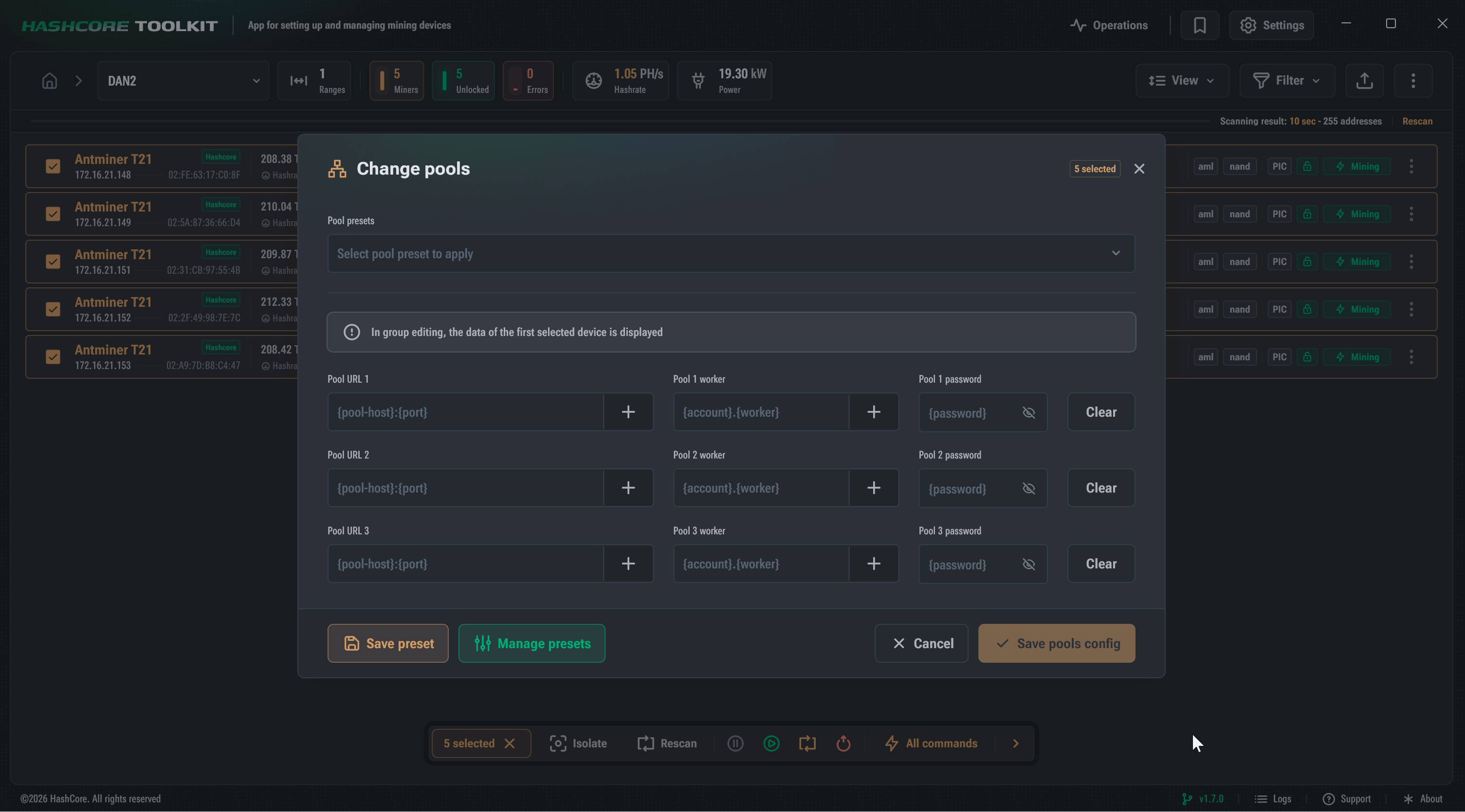 pools config en